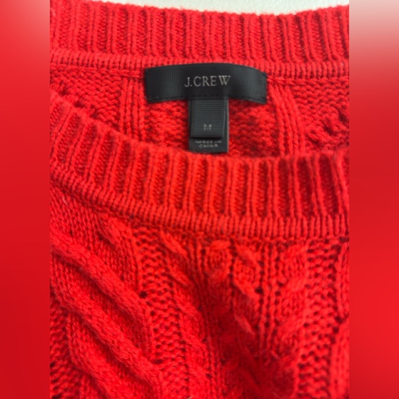 J. Crew Perfect Cable-Knit Wool Crewneck Sweater Red Size Medium - Picture 5 of 8